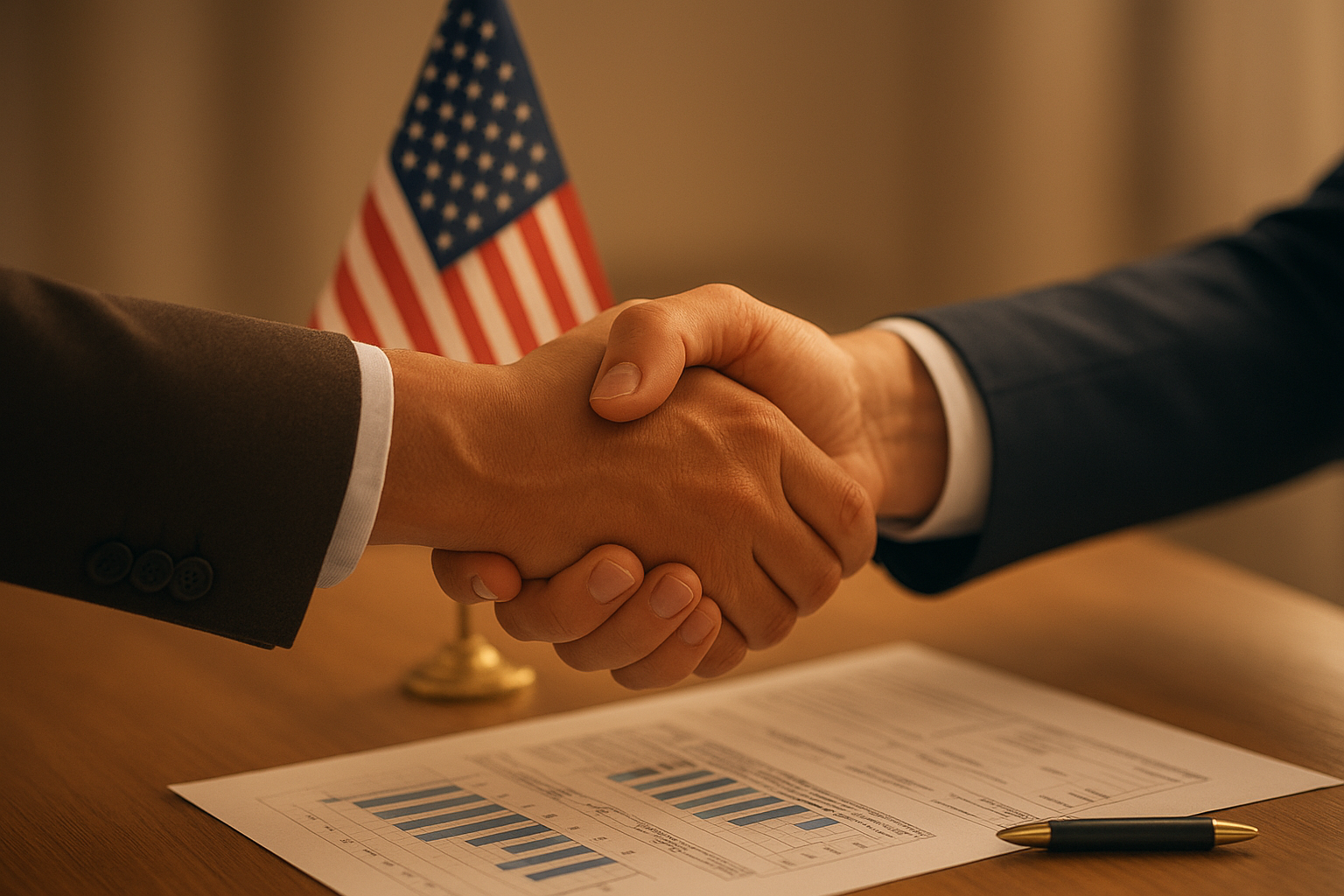 Handshake symbolizing a finalized small business loan agreement with a nationwide lender