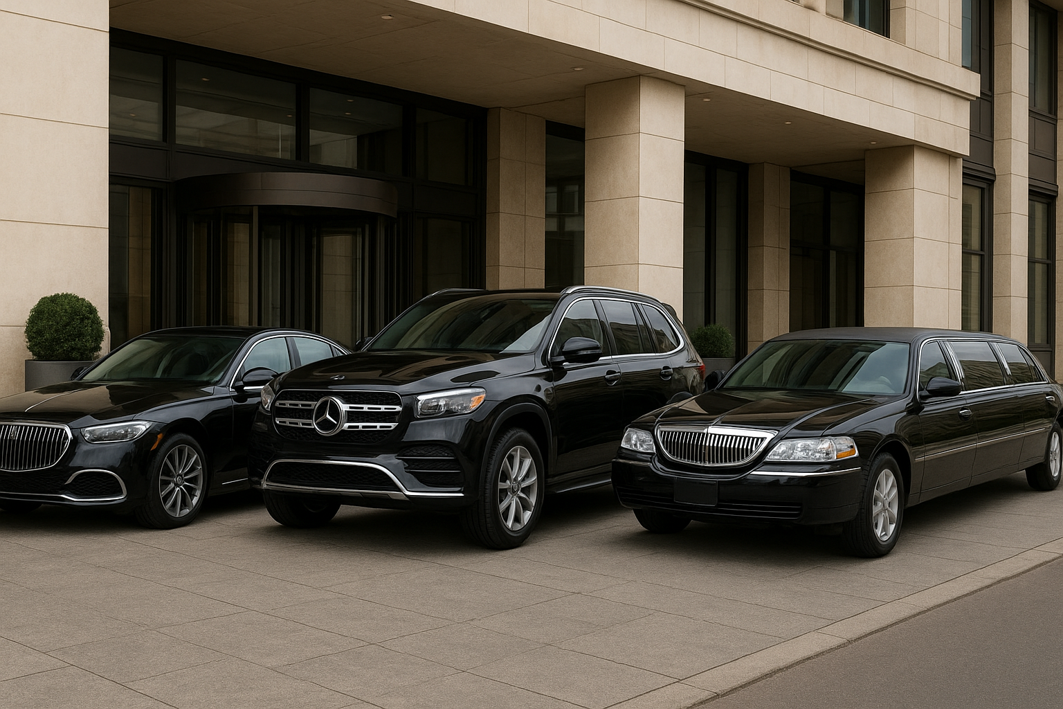 Fleet of sedans, SUVs, and limousines available for south bay transportation bookings