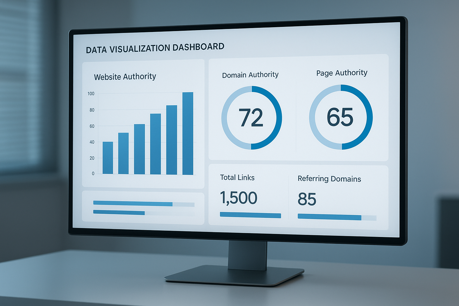 Dashboard showing moz search engine ranking factors including domain authority and link metrics