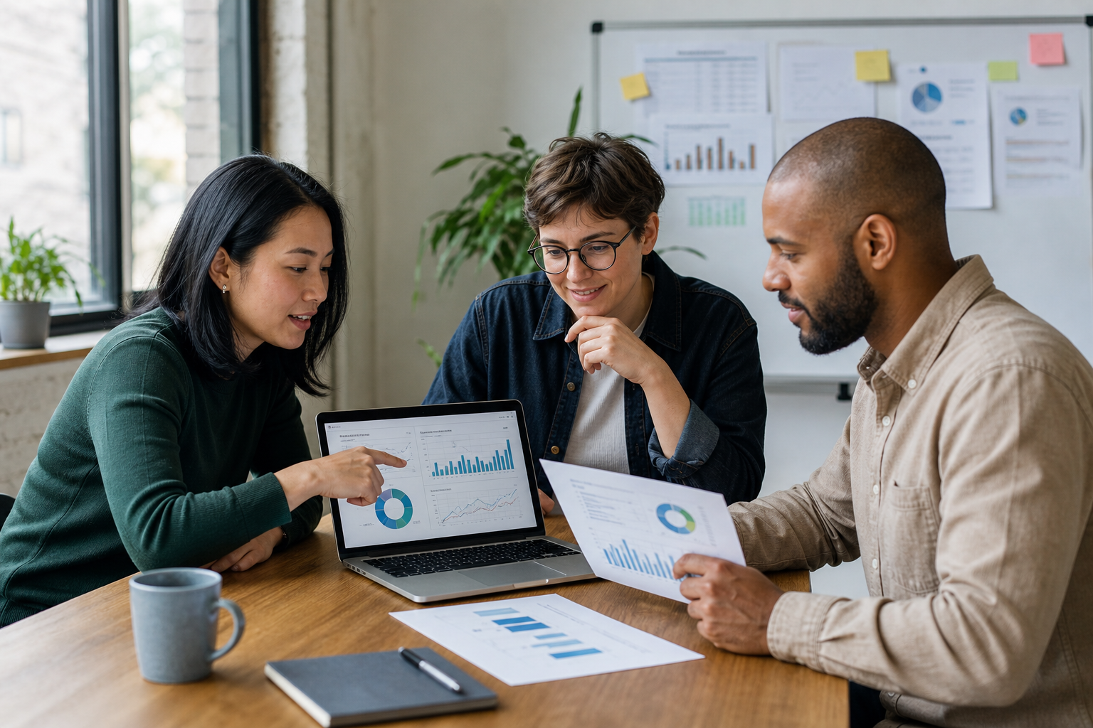 Marketing team reviewing creator campaign performance data during a planning meeting