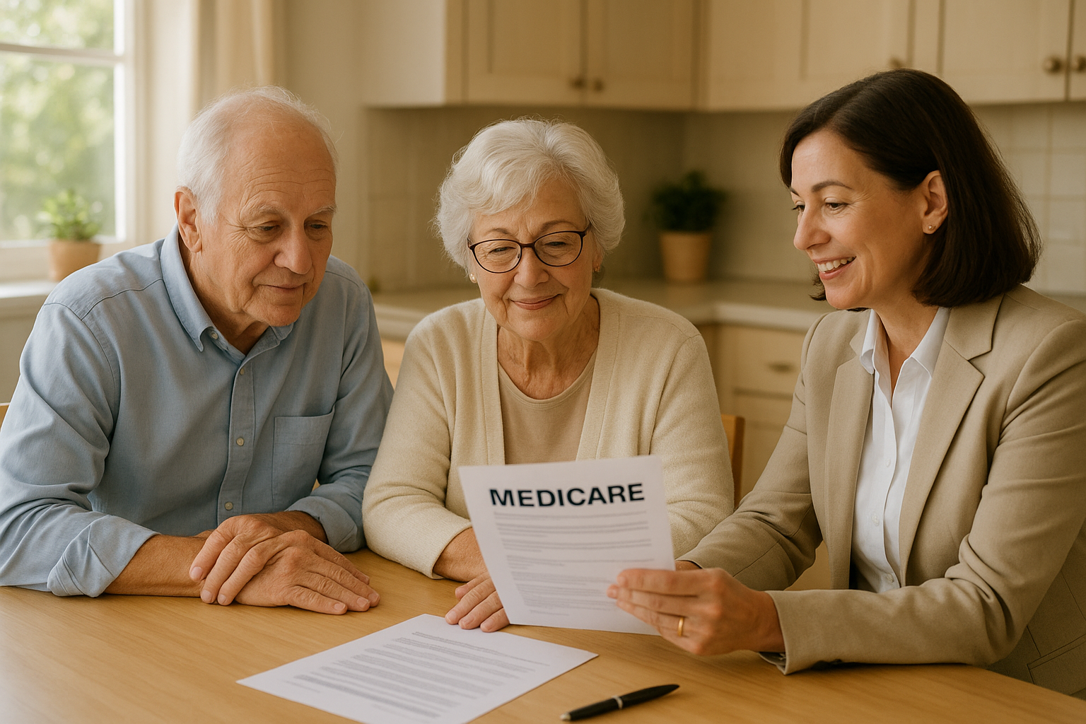 Senior couple reviewing the best Medicare Advantage plans with an advisor