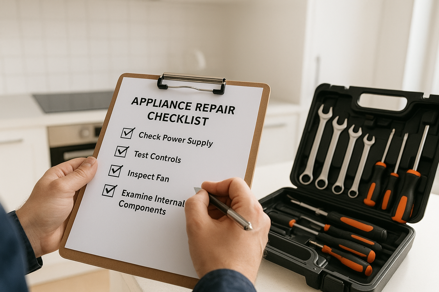 Checklist used by appliance repair professionals to evaluate a service call before starting work