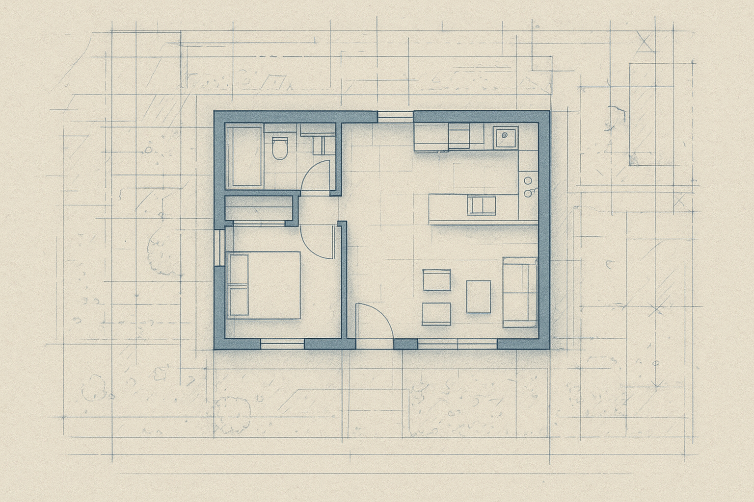 Floor plan blueprint used in the CA prefab homes permitting process