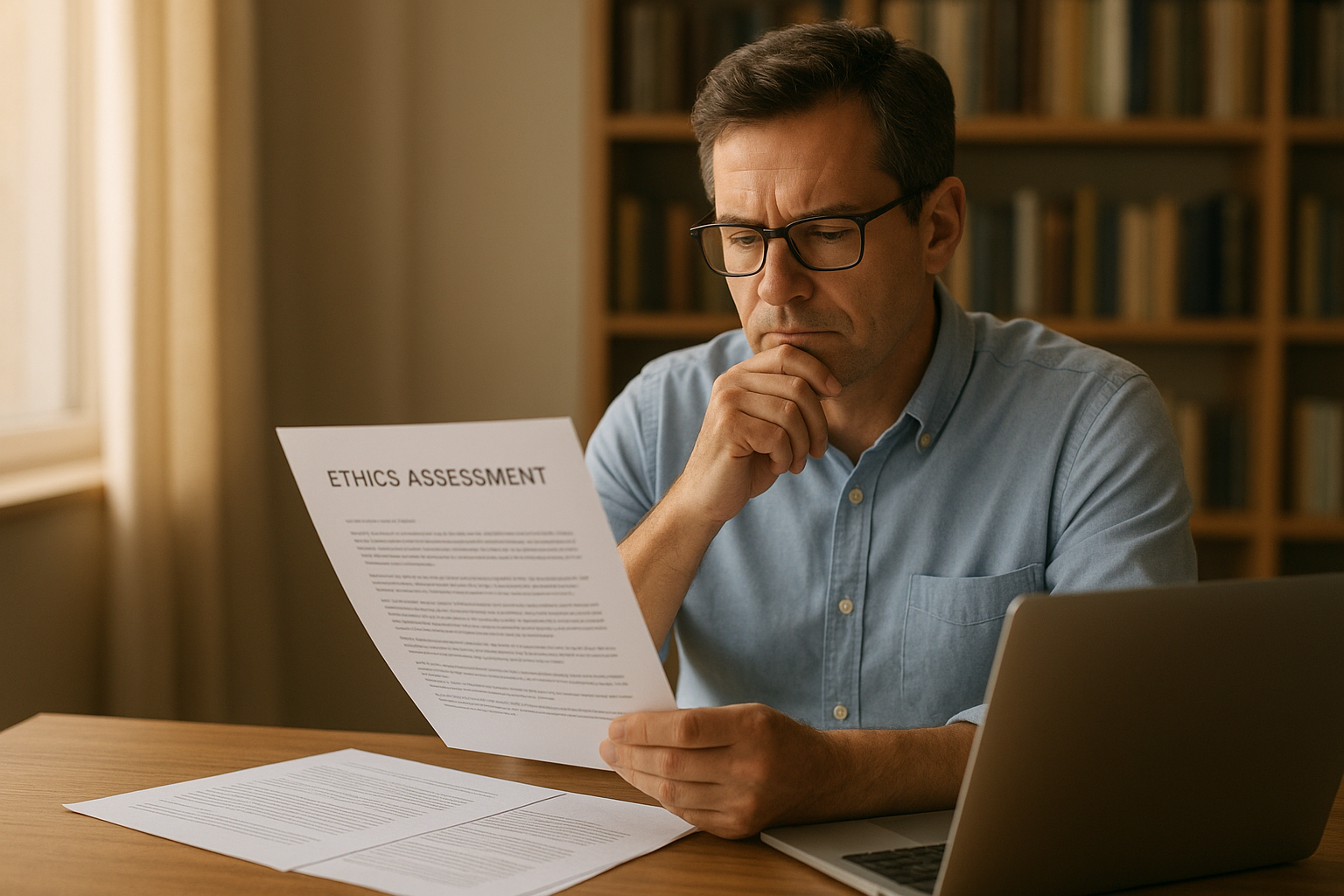 Advisor reviewing documentation during a health equity risk assessment