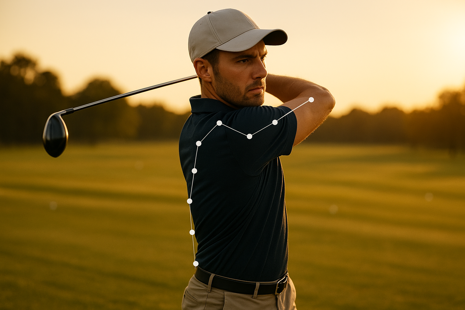 Golfer receiving elite golf instruction through biomechanical swing analysis