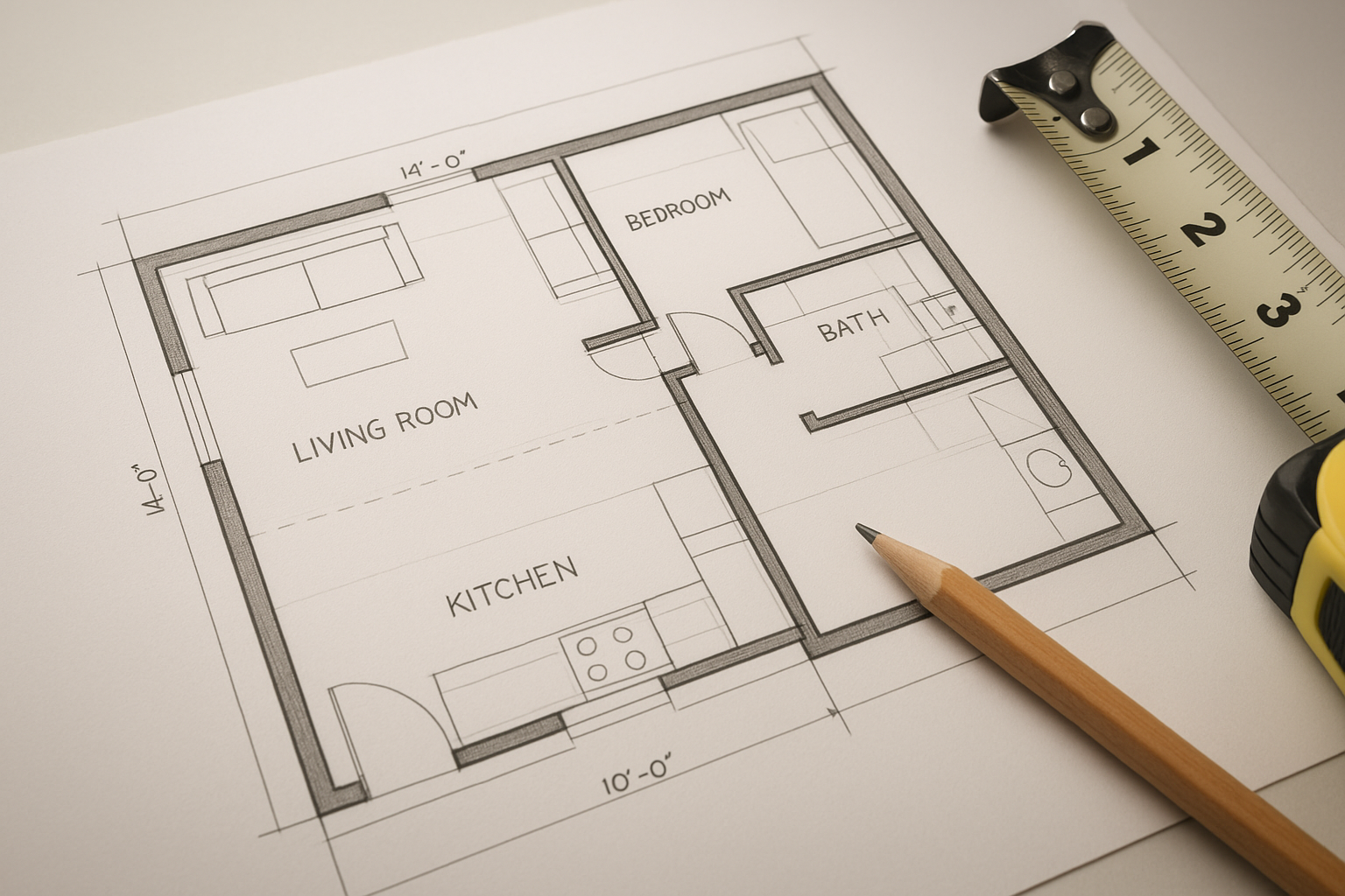 Custom JADU floor plan drawings prepared for a Southern California garage conversion