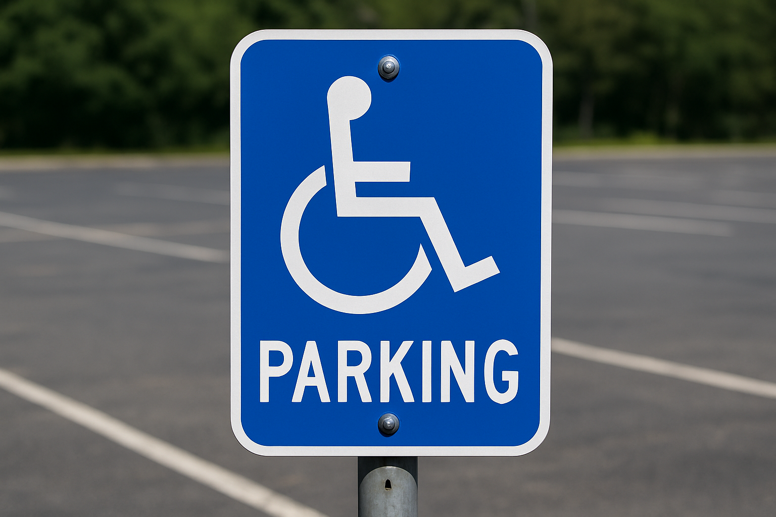 ADA compliant handicap parking sign installed in a commercial lot