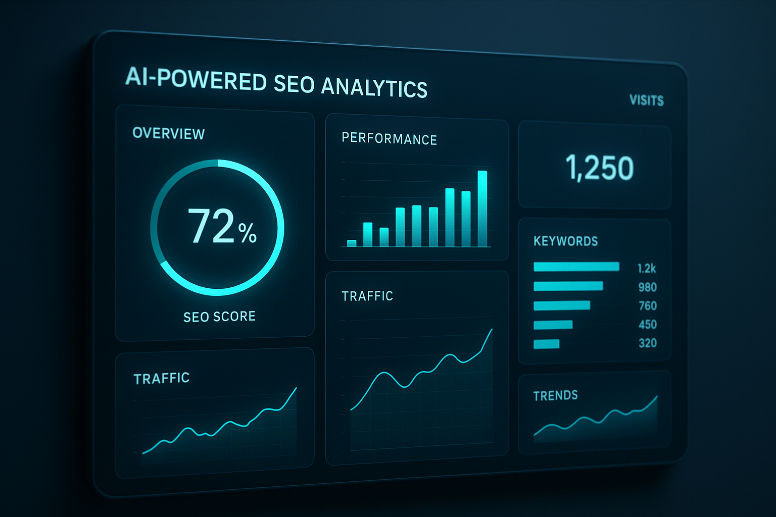 Automated AI SEO platform dashboard displaying real-time ranking analytics