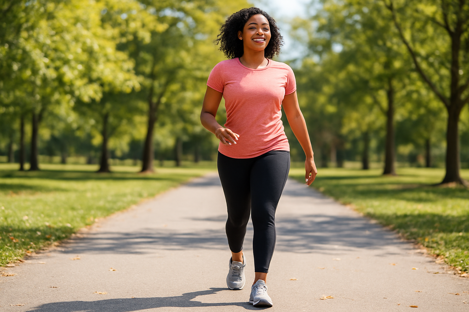 Person walking comfortably outdoors after being fitted with orthotics for flat feet
