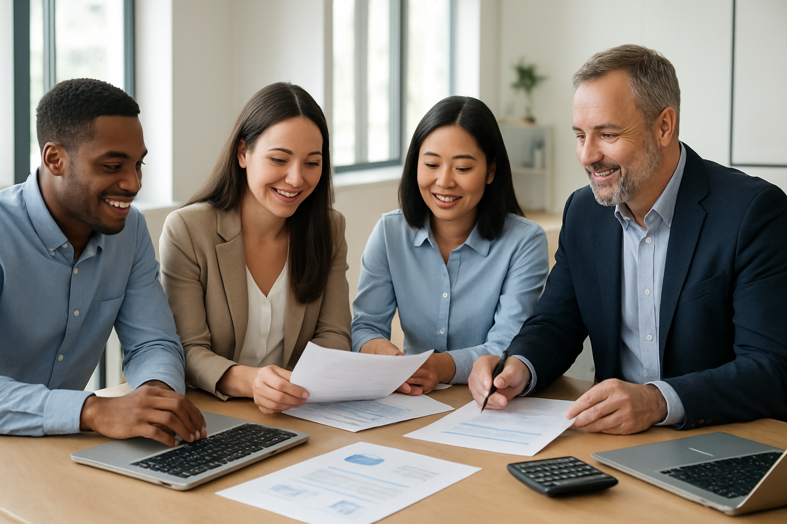 Accounting team collaborating on financial strategy for a Minneapolis small business