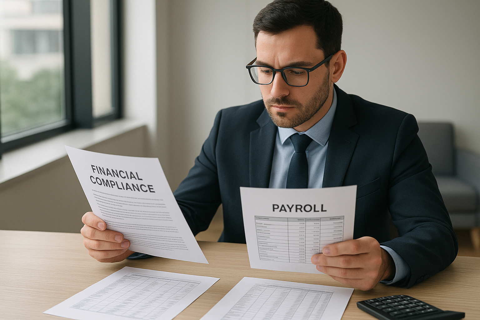Accountant reviewing DHS compliance documents for a 245D licensed provider