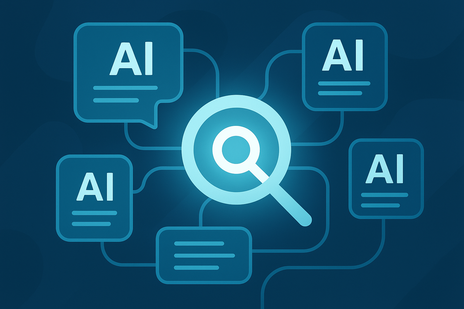 Illustration representing llm visibility monitoring across multiple AI chat platforms