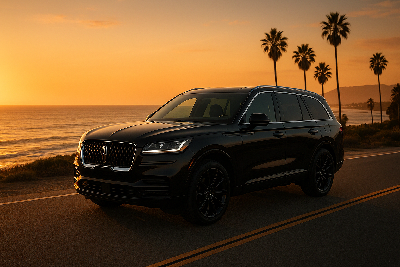 Executive SUV offering car service Santa Barbara to LAX along the coastal highway