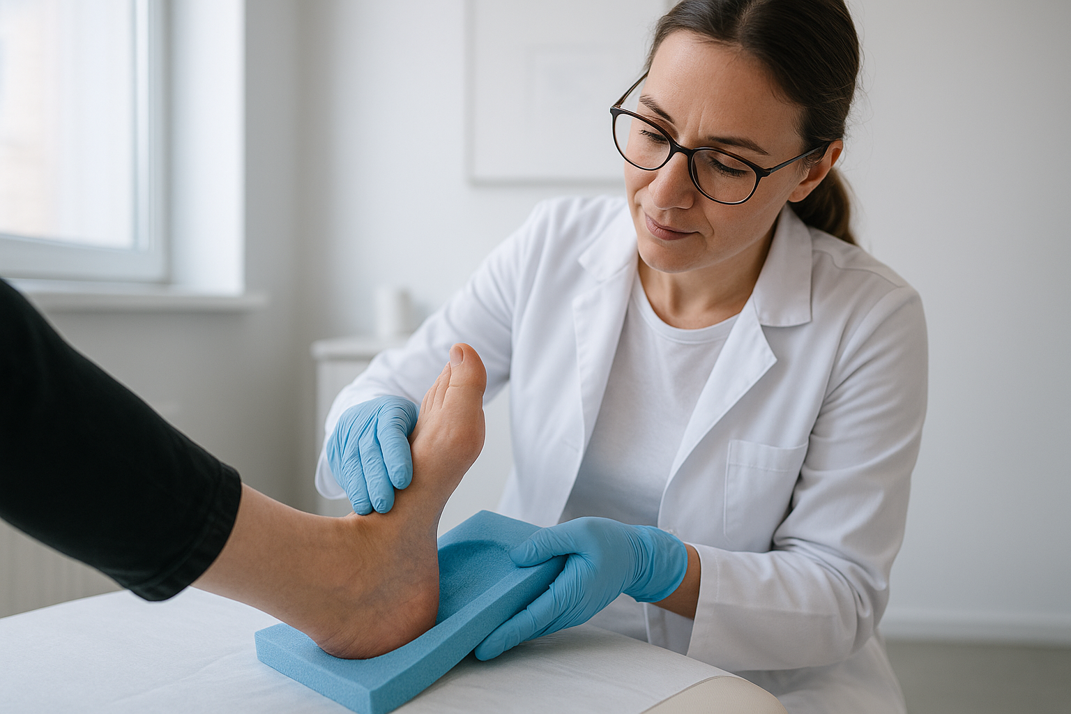 Podiatrist crafting a custom orthotic mold for a patient