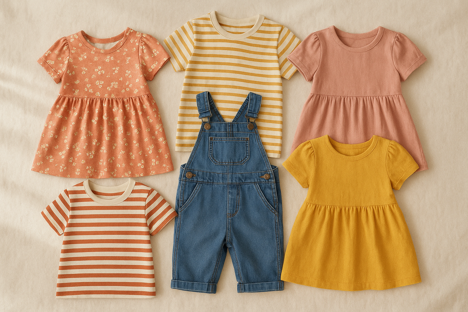 Curated bundle of children's clothing available through an affordable rental service for children's fashion