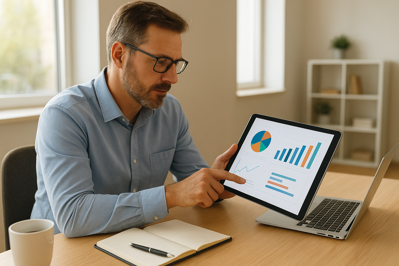 Small business owner reviewing results from AI-driven marketing automation software