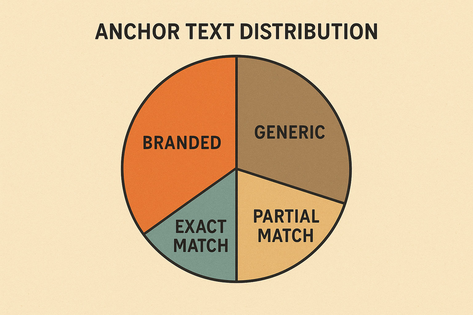 Pie chart showing healthy anchor text distribution during a backlink audit with branded and generic link segments