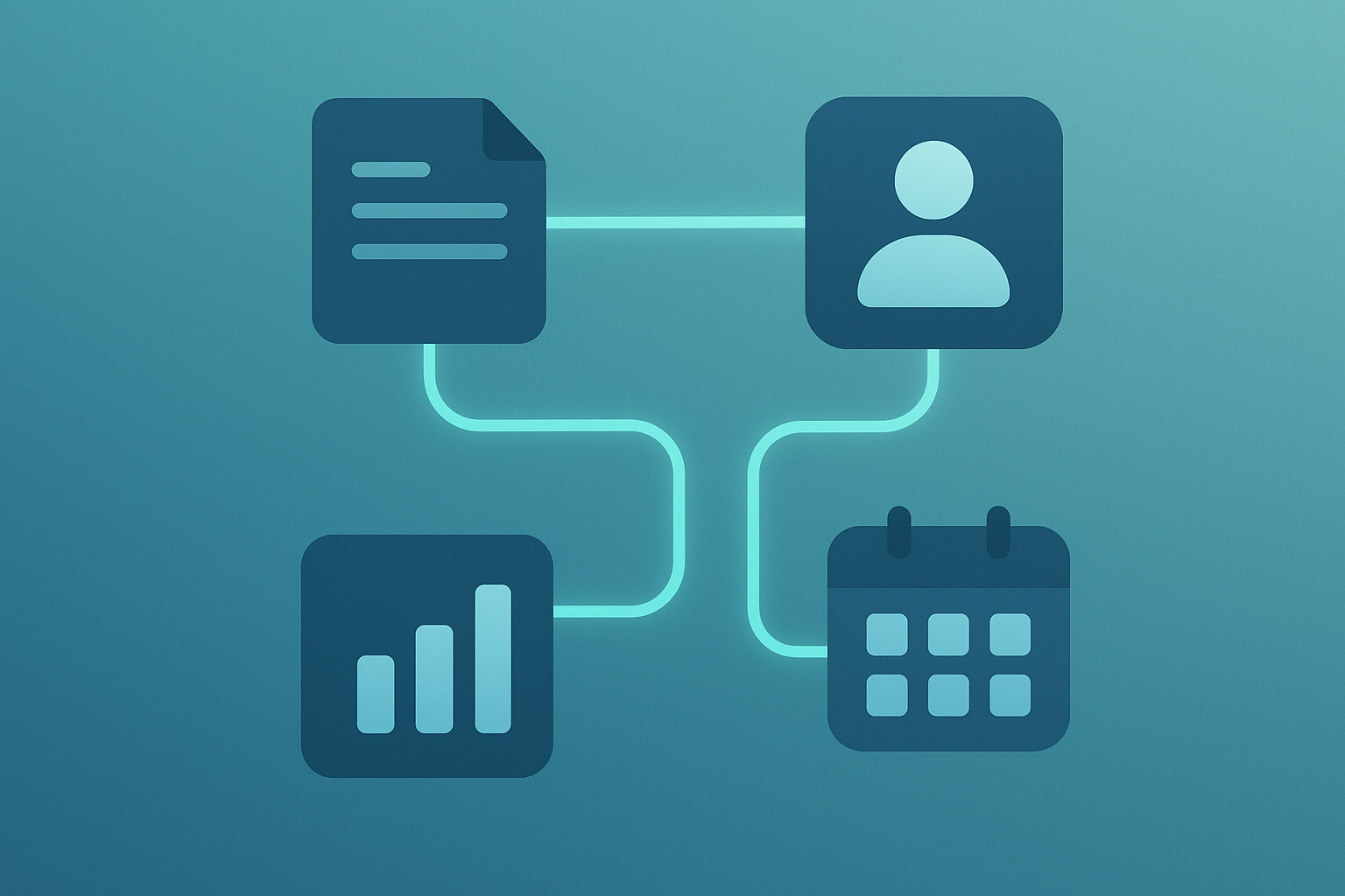 Diagram showing integrated modules inside all-in-one business software for small business