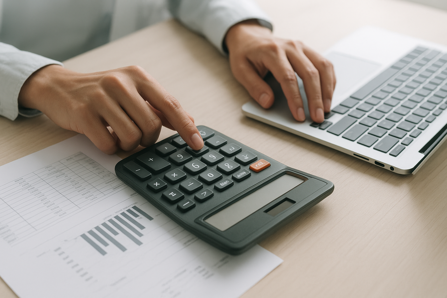 calculator and financial documents used to compare small business loan offers