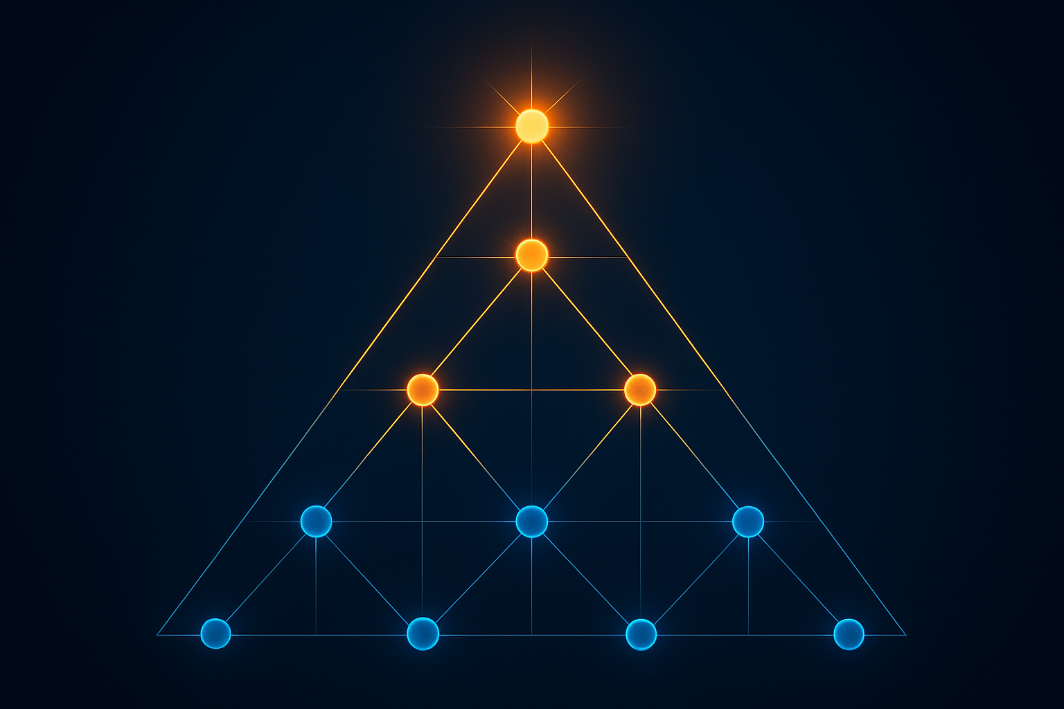 authority ranking hierarchy illustrated as a glowing node pyramid showing search engine trust levels