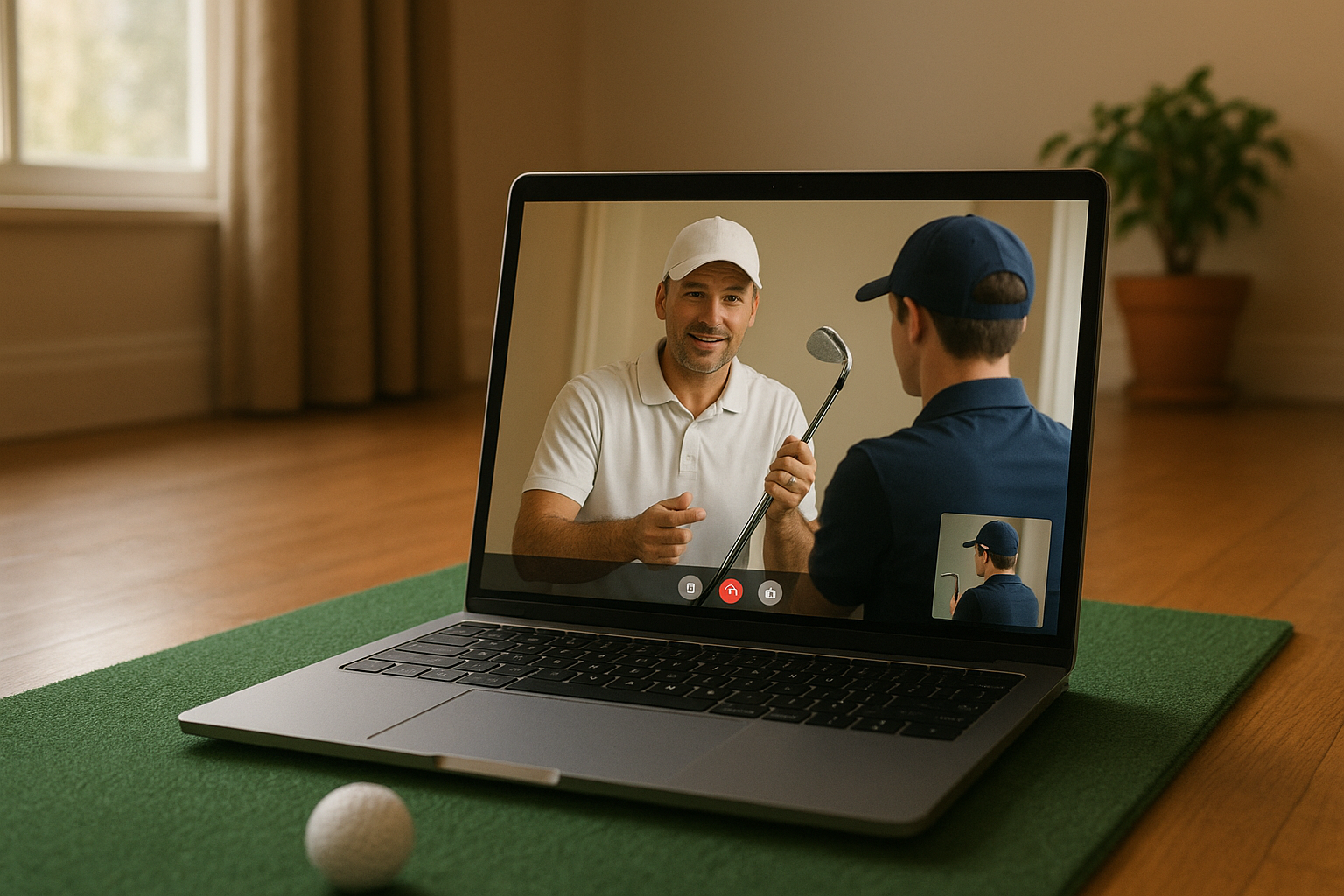 Remote golf coaching session used in high performance golf training programs