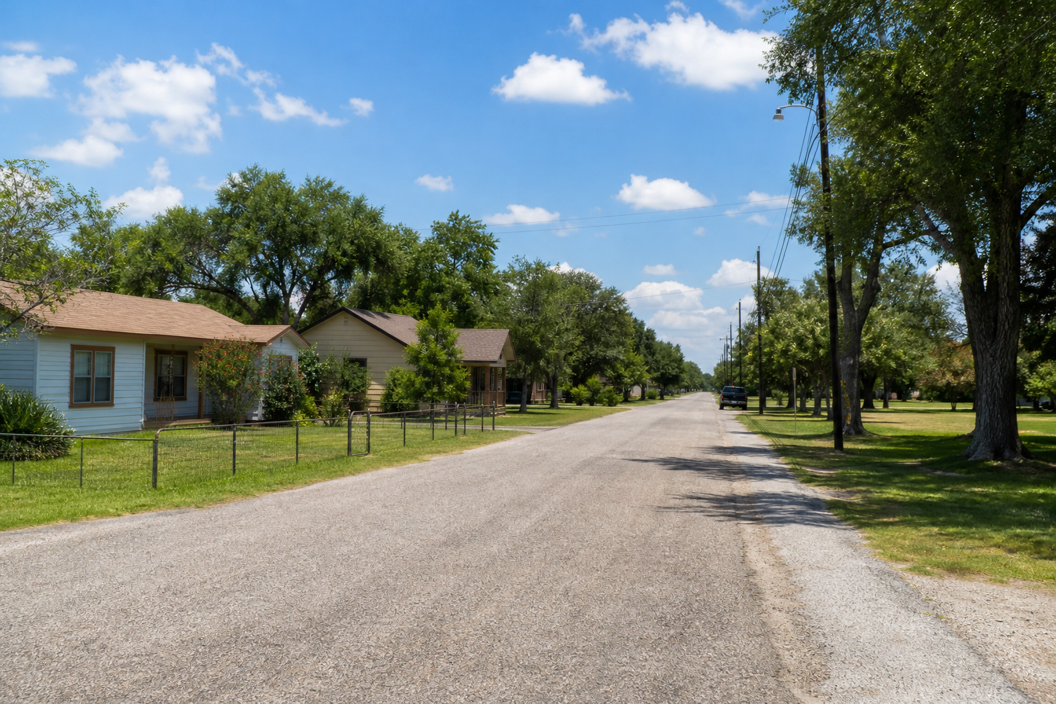 Residential neighborhood street in Terrell, Texas where local plumbing services are provided
