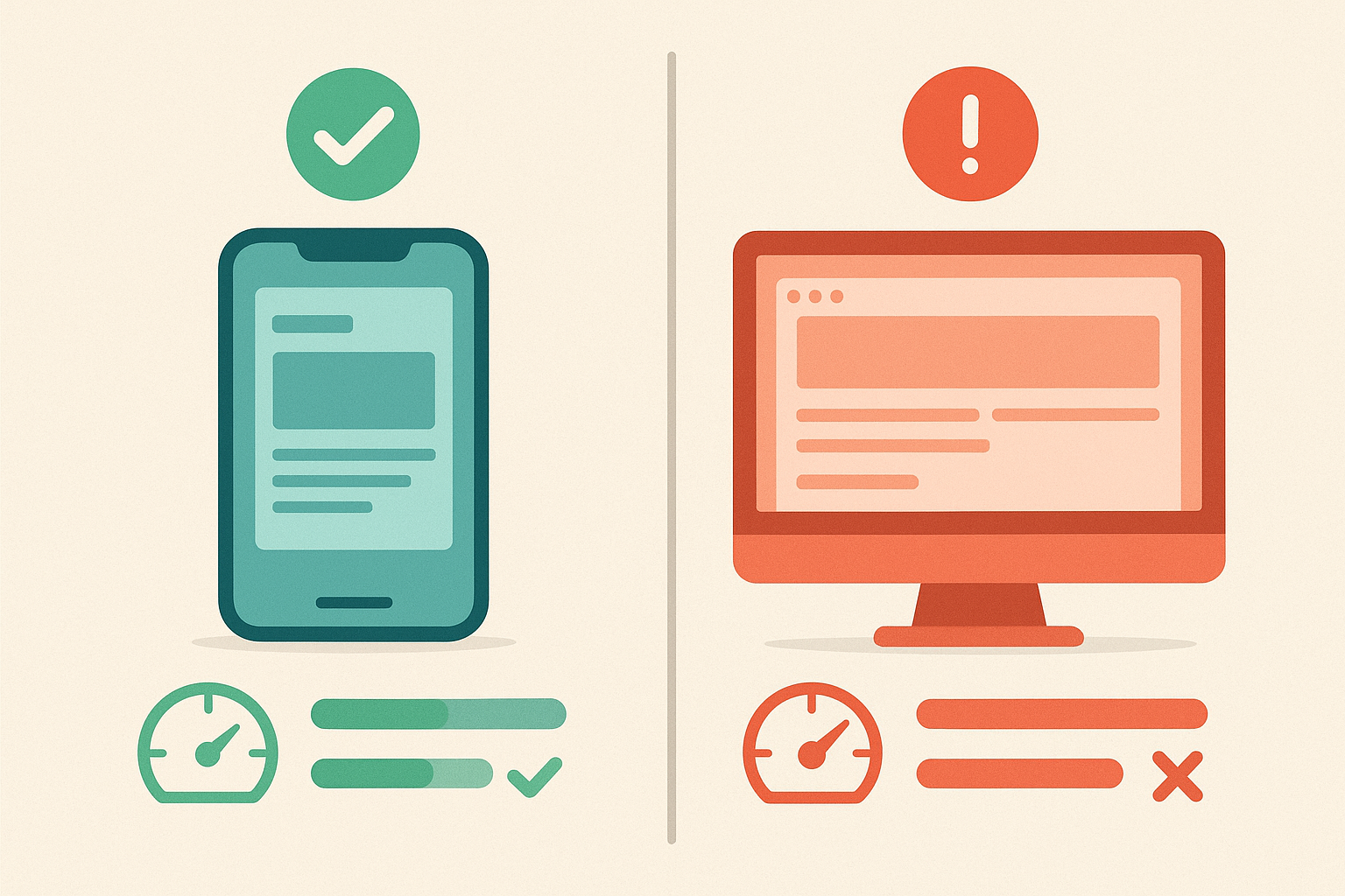 Comparison of fast and slow website performance showing technical SEO ranking impact