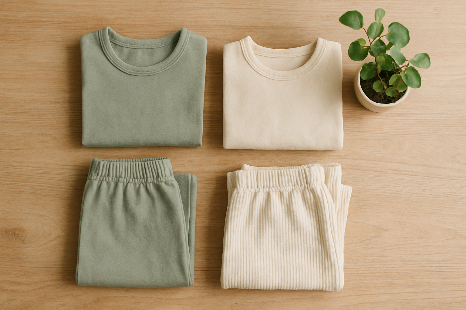 Folded children's clothing representing environmentally-friendly kids apparel rental