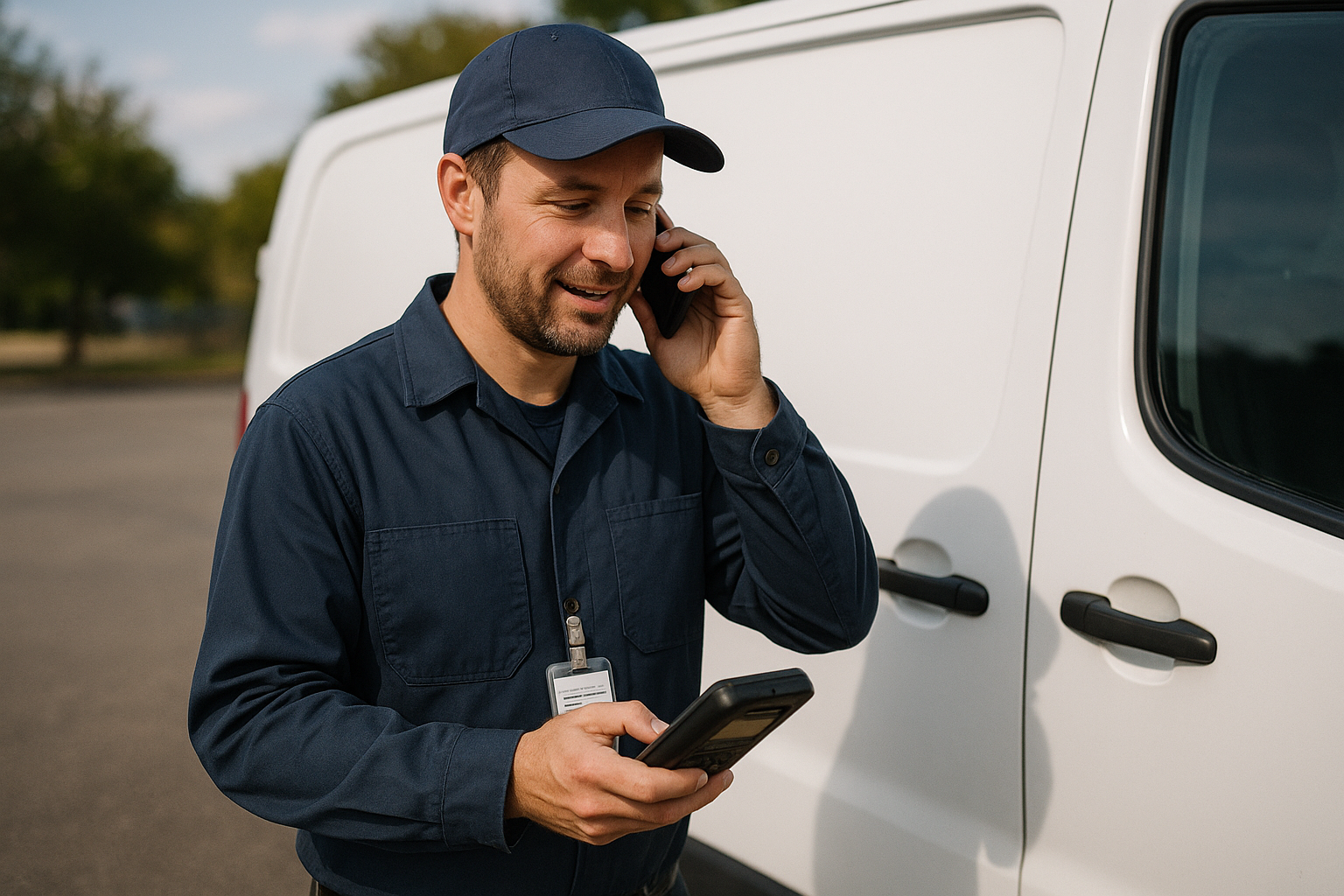 Technician following up on a cold estimate by phone before it stalls