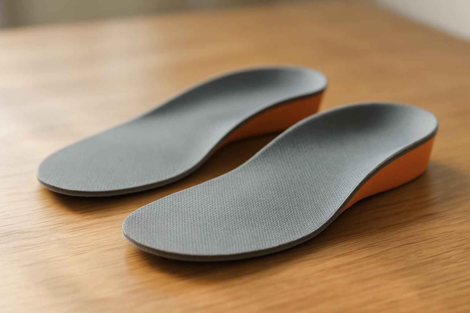 Pair of custom orthotics featuring posted heel design for foot support