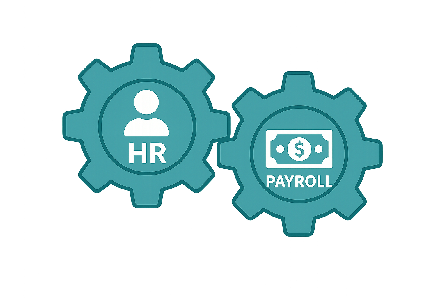Flat vector illustration of connected HR and payroll administration processes