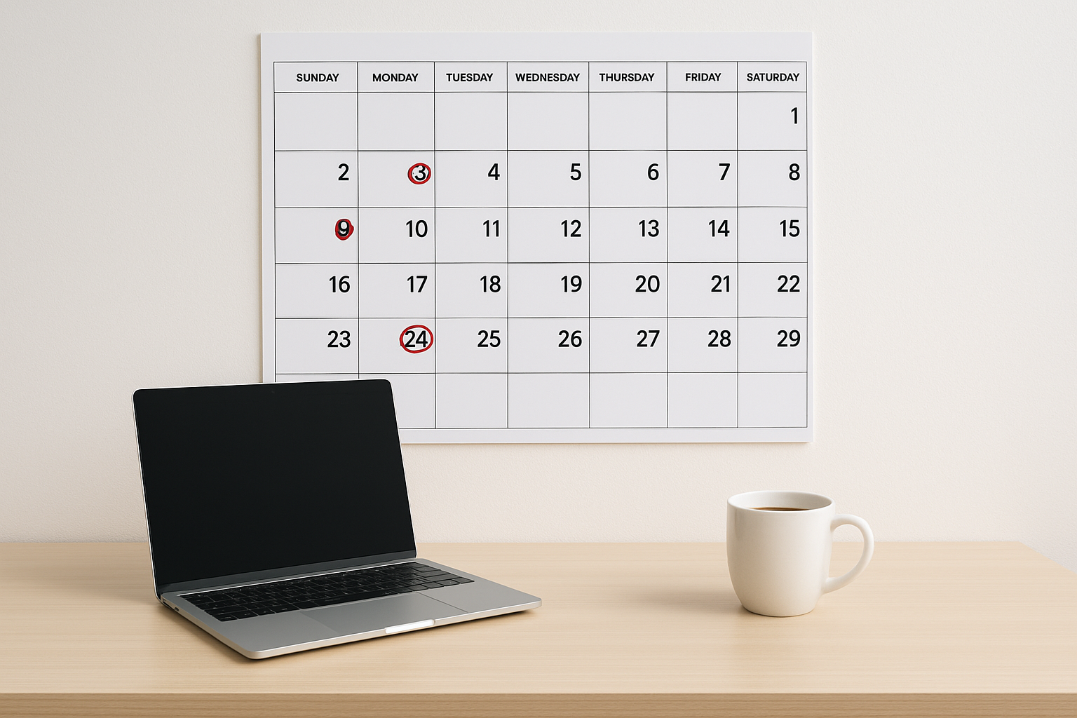 Office calendar marked with Minnesota payroll tax filing deadlines
