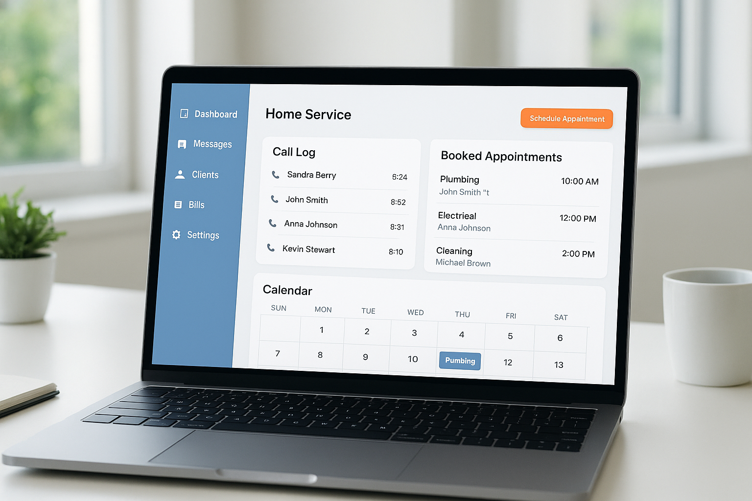 24/7 call answering for contractors displayed on a dispatch software dashboard