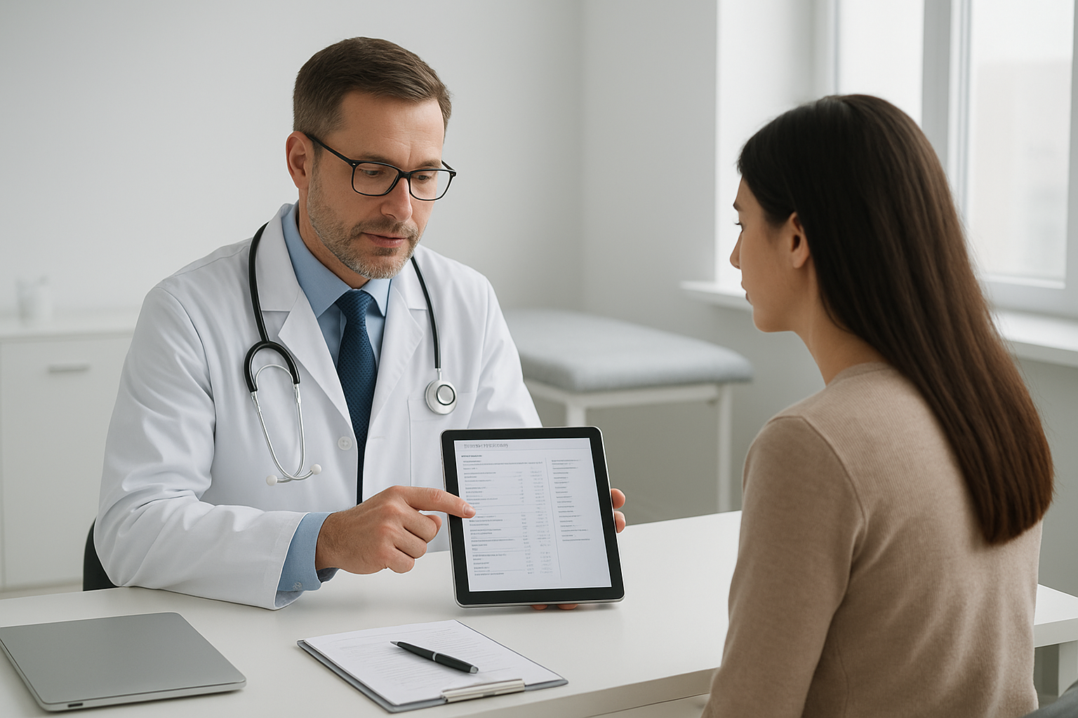 Physician reviewing personalized weight management solutions with a patient in a modern Ontario clinic
