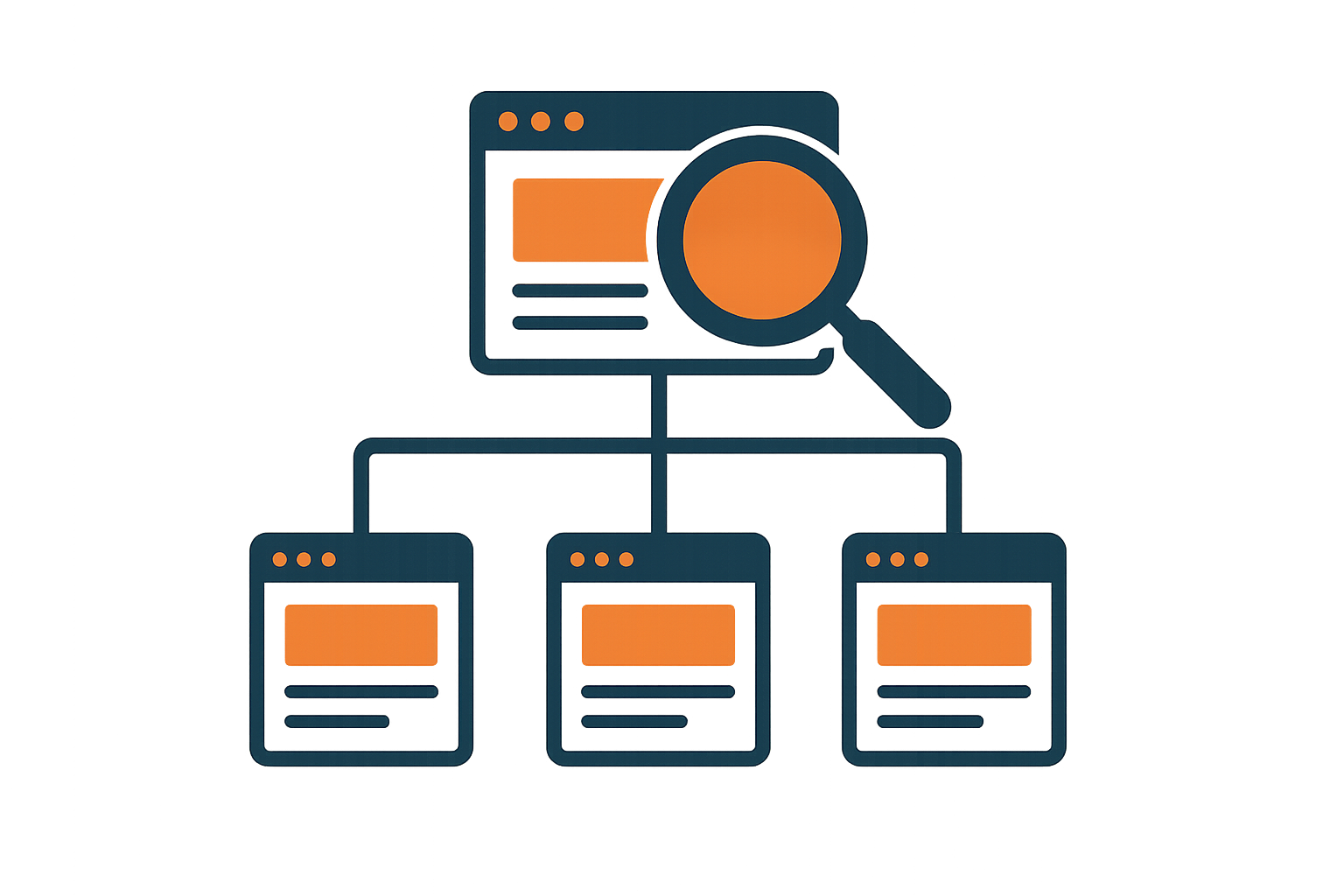 Illustration of website structure and internal linking supporting godaddy seo improvements