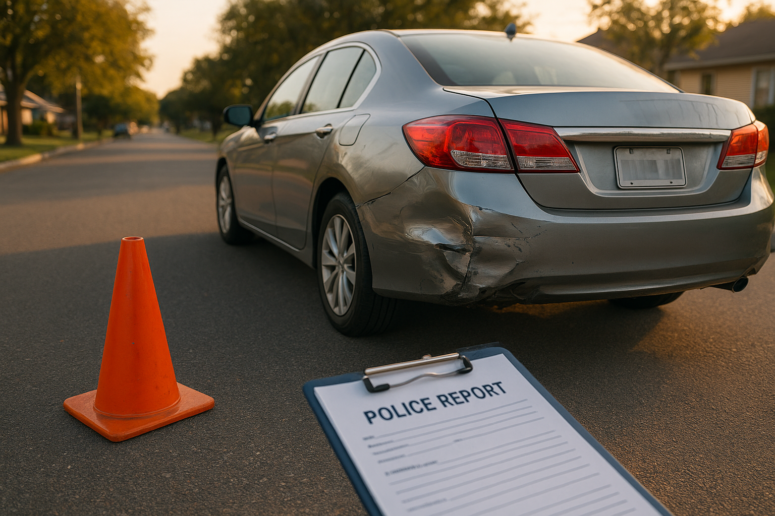 hit and run repair hero image showing damaged rear bumper on a sedan