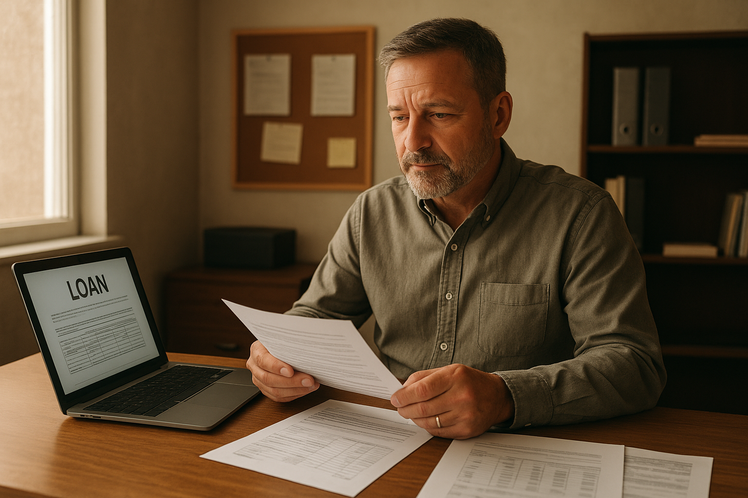 Veteran business owner reviewing small business loans for veterans paperwork