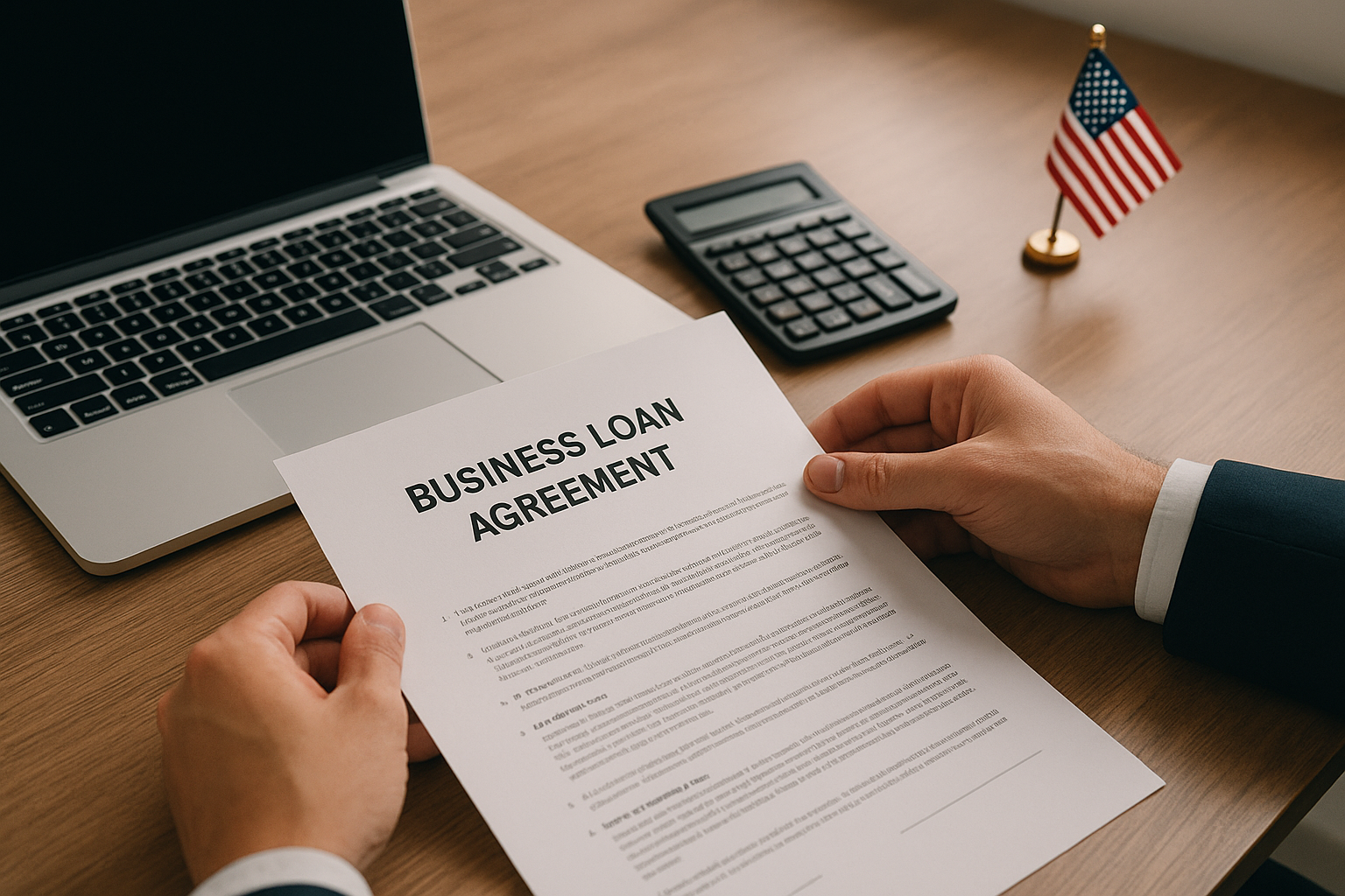 Business owner reviewing financing paperwork for business loans in Pennsylvania