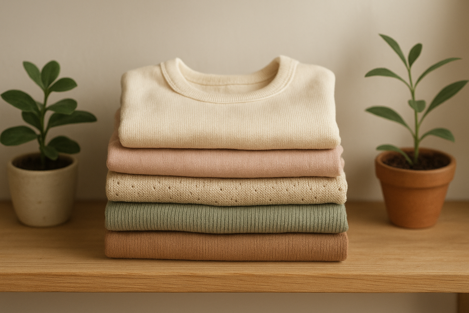 Premium quality children's clothing items neatly folded for a sustainable kids clothing membership