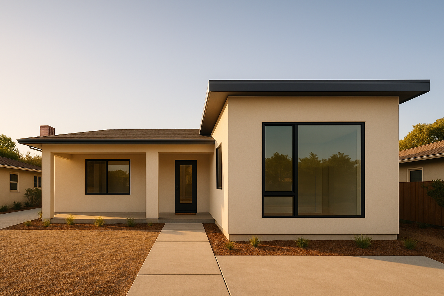 Attached ADU addition on a Los Angeles home showing typical construction scope