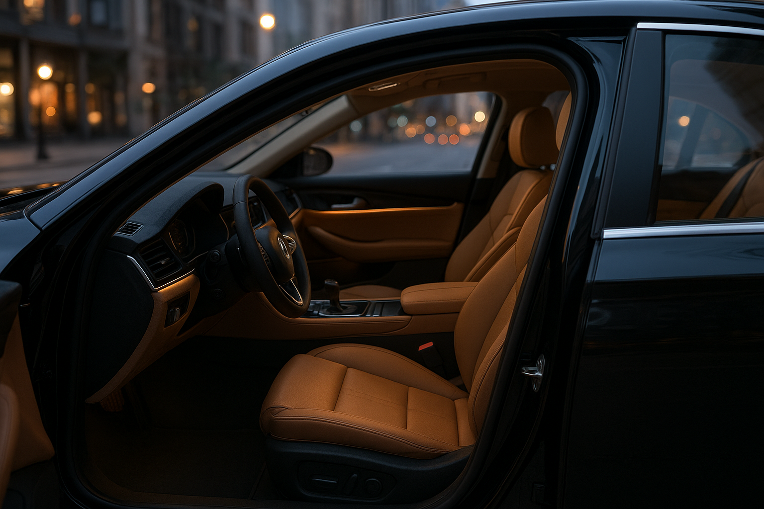 Interior of a luxury vehicle used for private point-to-point transportation in Charlotte