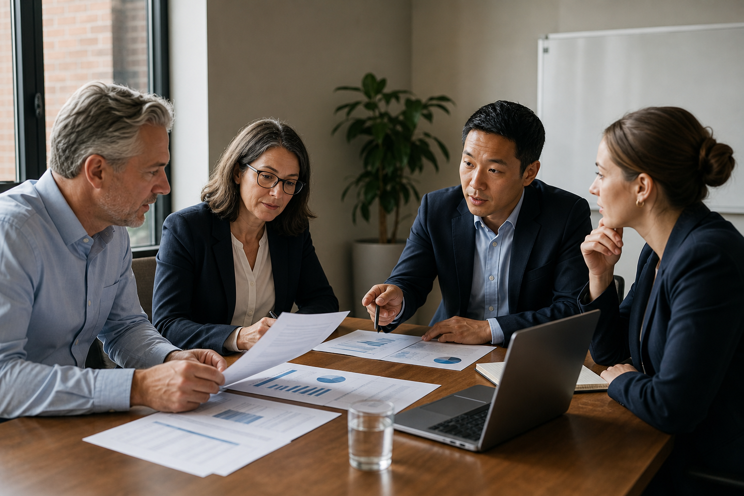 HR professional providing HR support during organizational change in a leadership meeting