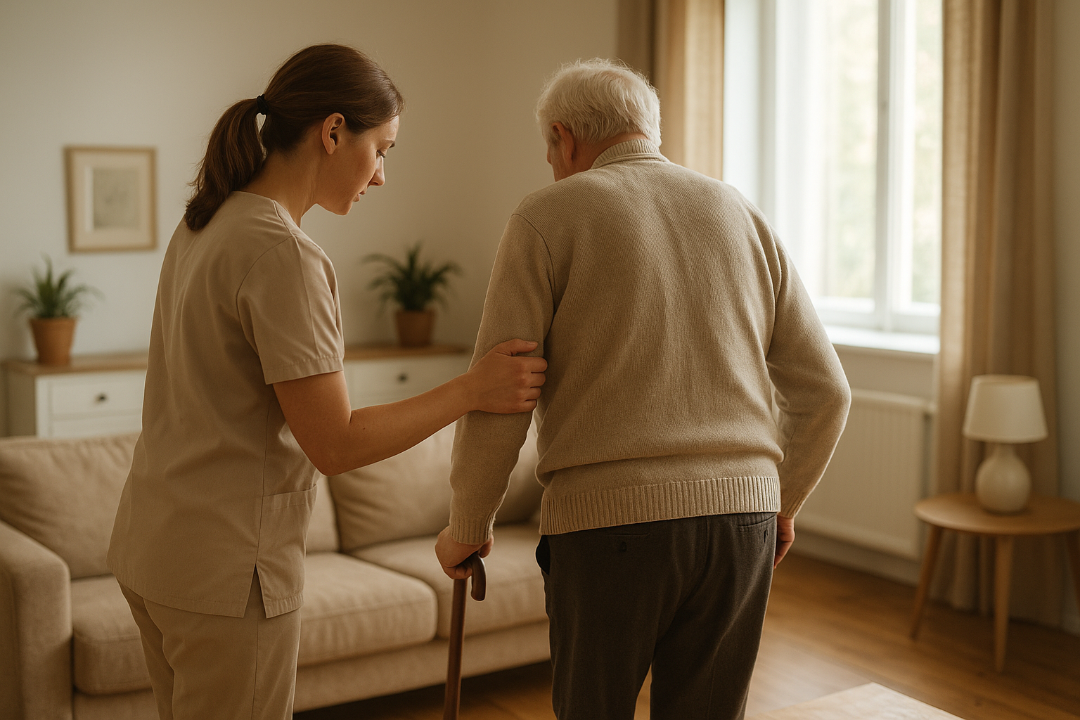 Caregiver supporting a client in a home and community-based services setting