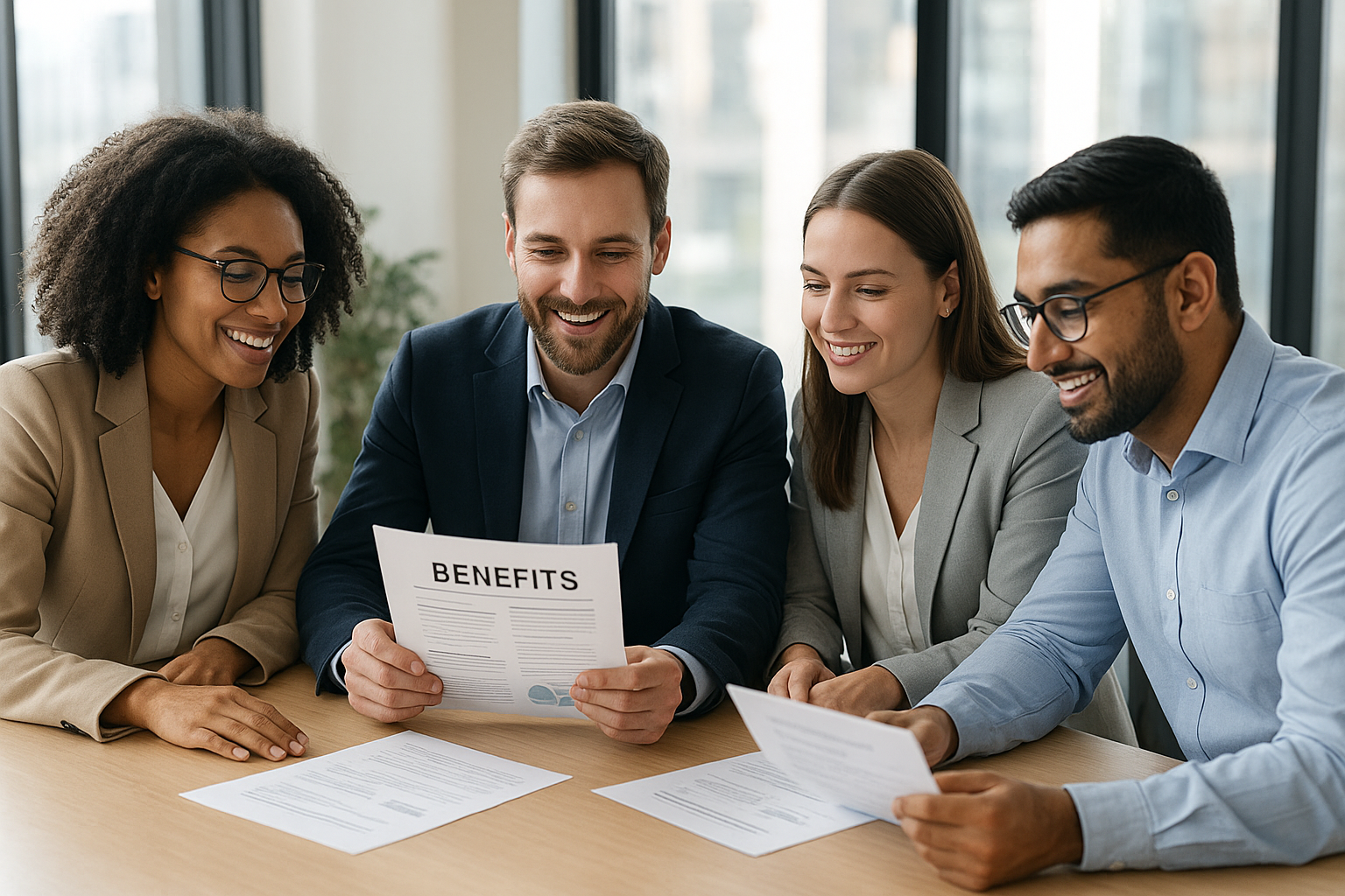 HR team discussing federal and state employee benefit requirements