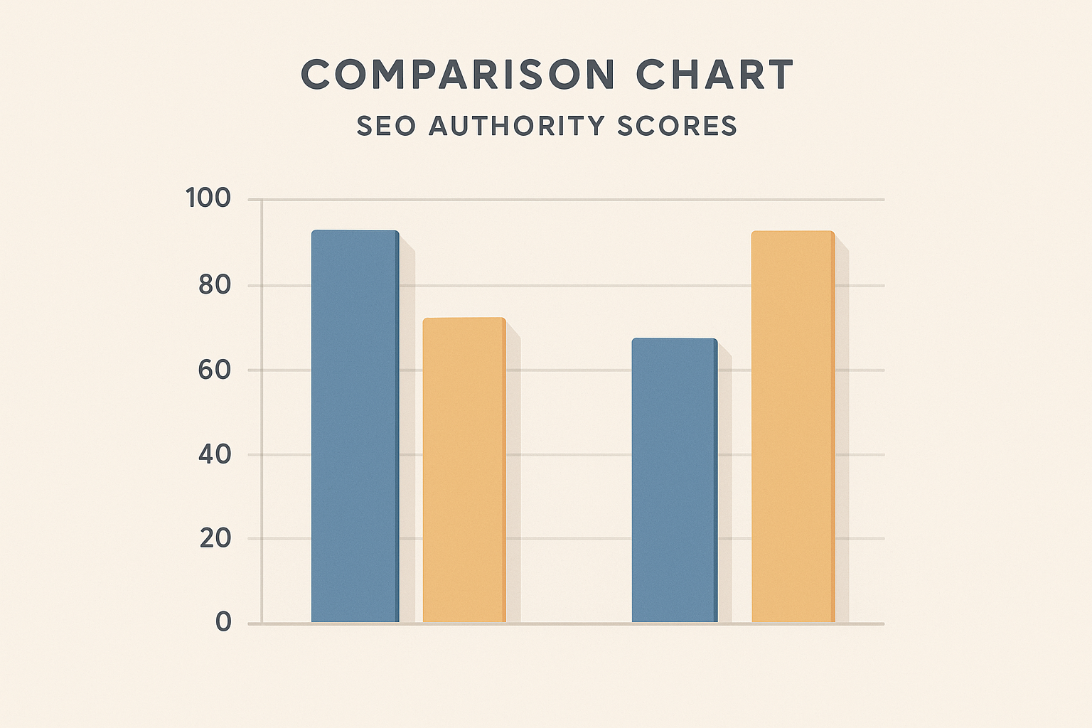 Comparison chart showing different SEO authority scores across competing websites for benchmarking