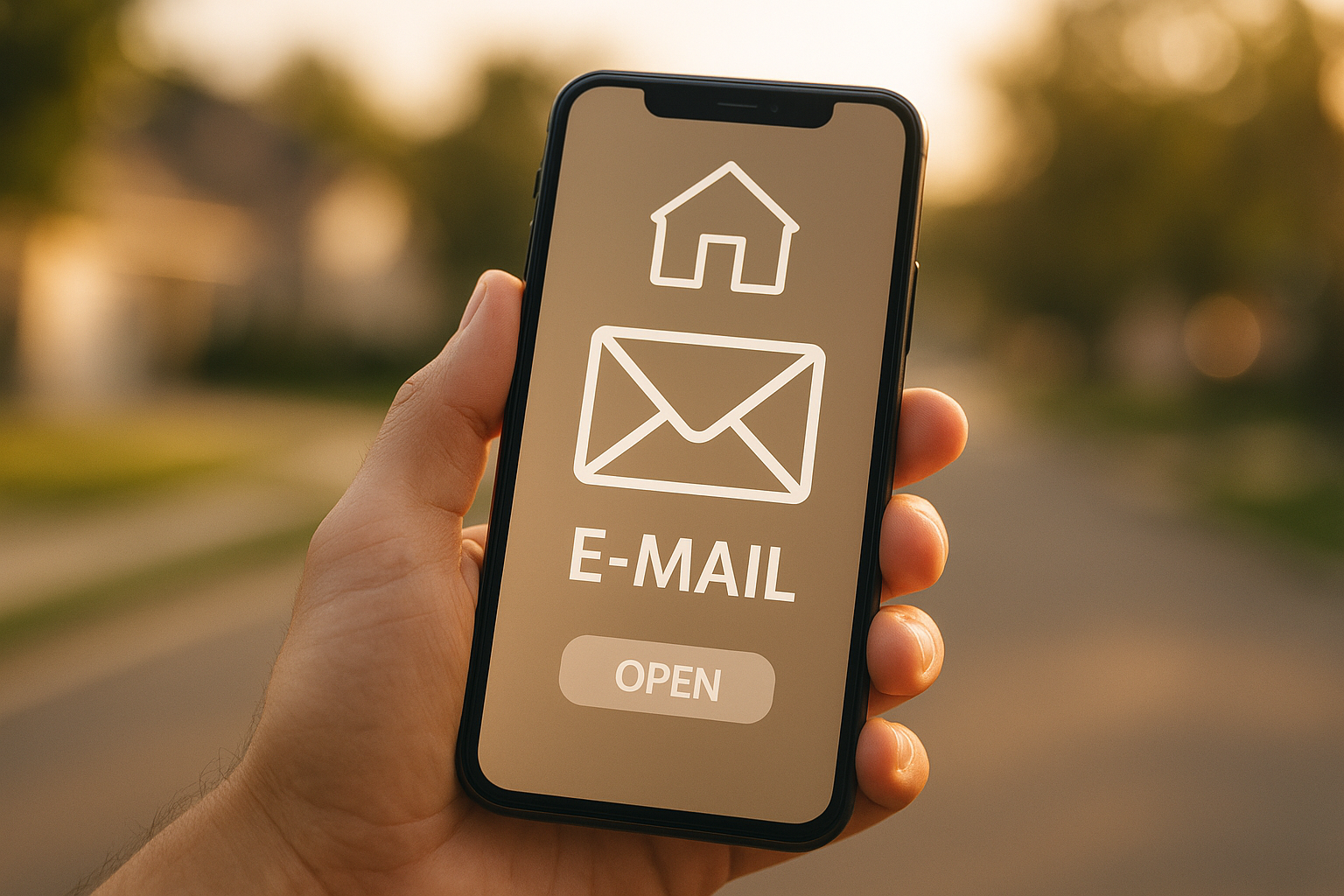 Smartphone notification showing a homeowner opening a real estate nurture email