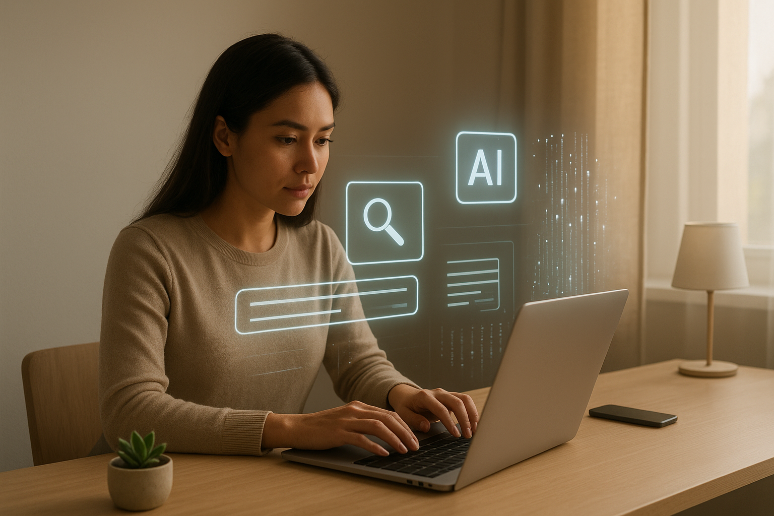 Content strategist optimizing website content for an AI free search engine environment