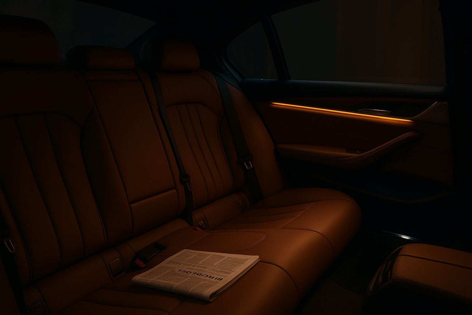 Premium sedan interior with Wi-Fi and climate control amenities for long distance travel