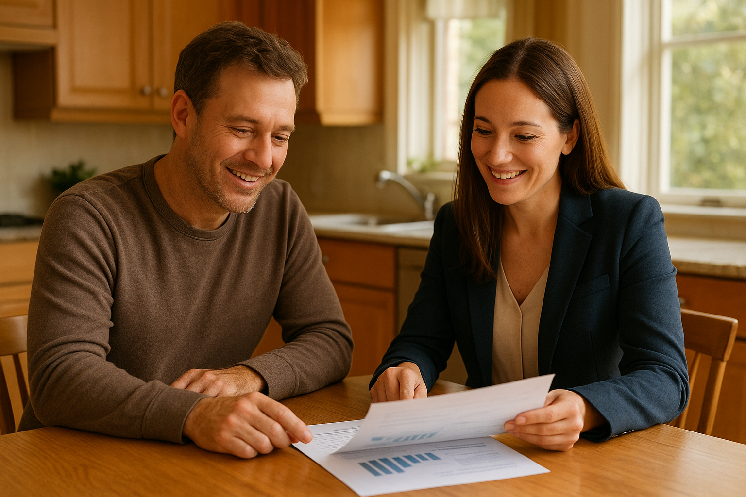 Homeowner and agent reviewing a Wealth Report generated by a seller lead intelligence platform