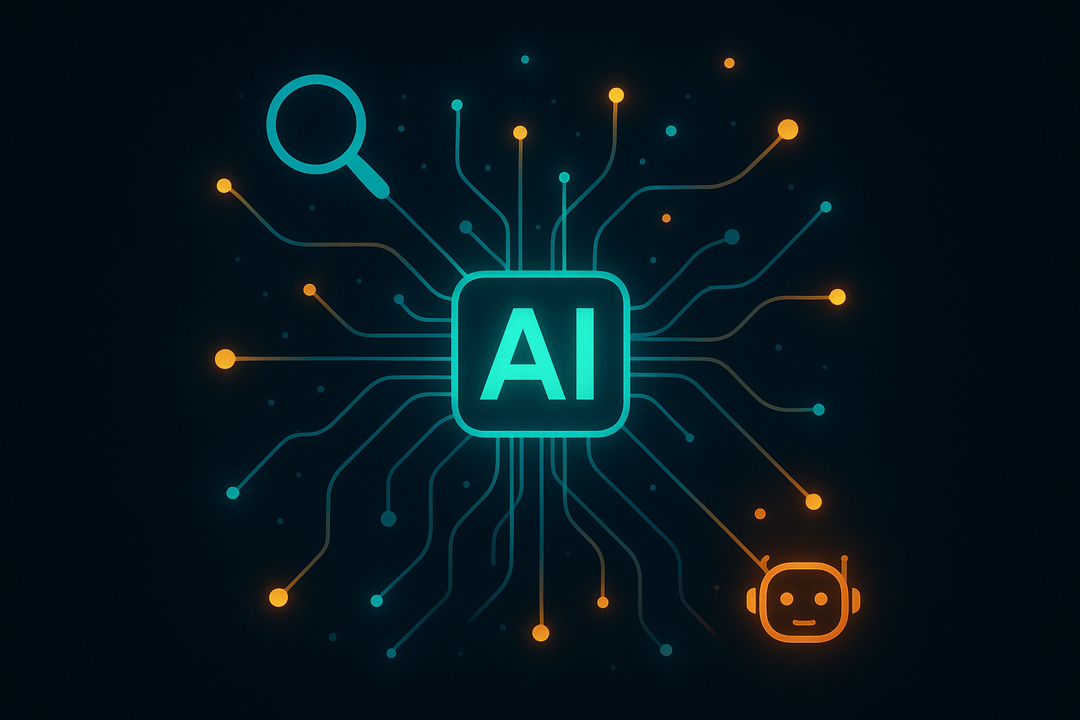 Illustration of AI systems connecting search engines and answer engines